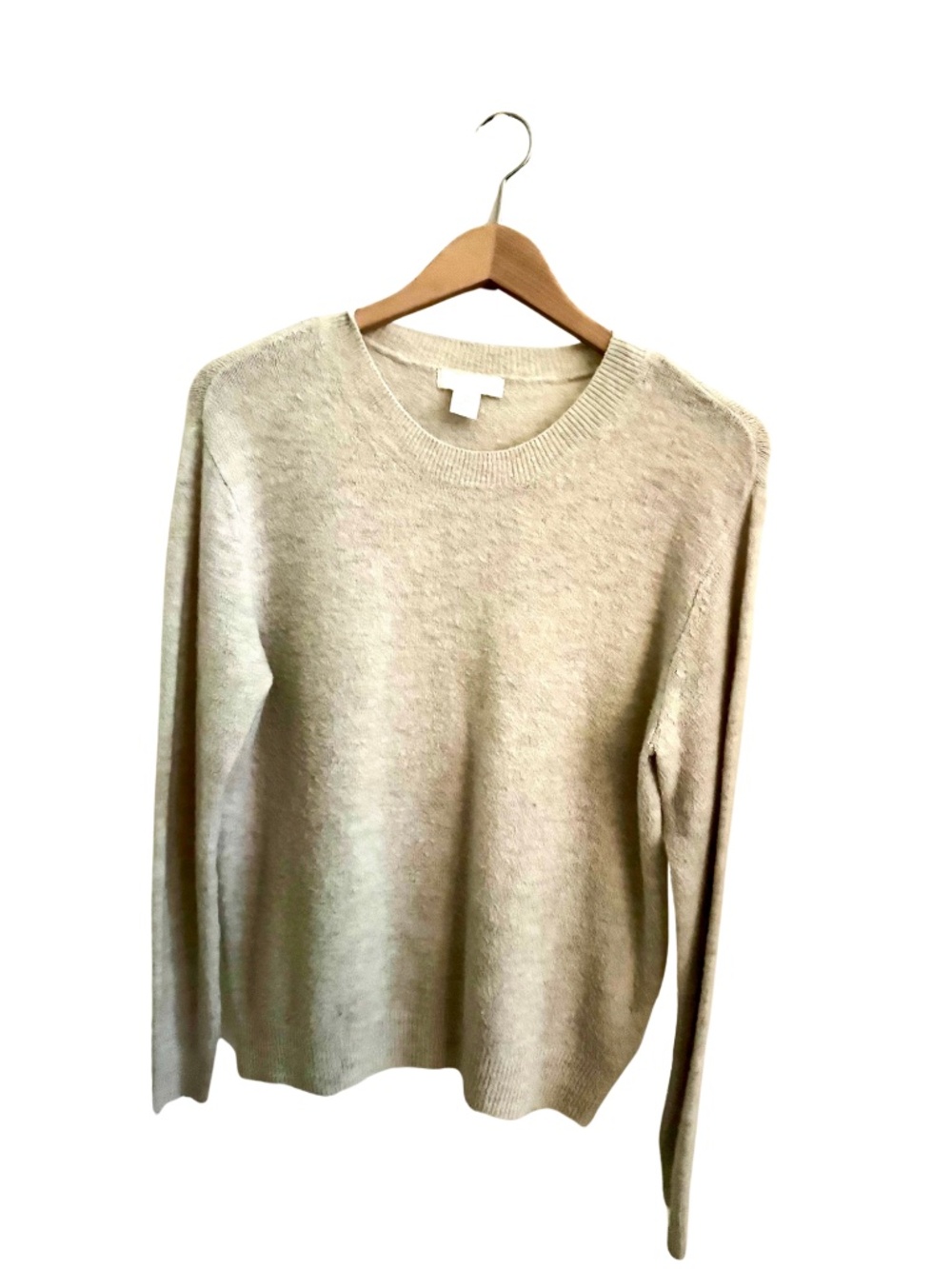 H&M Cream Wool Blend Crewneck Long Sleeve Sweater Size Large